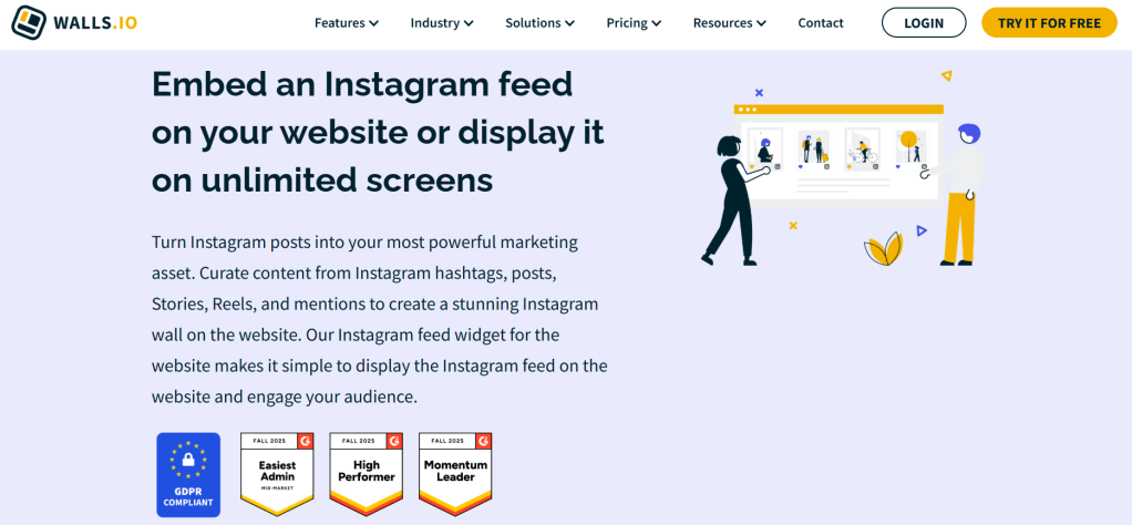 display instagram stories: Walls.io